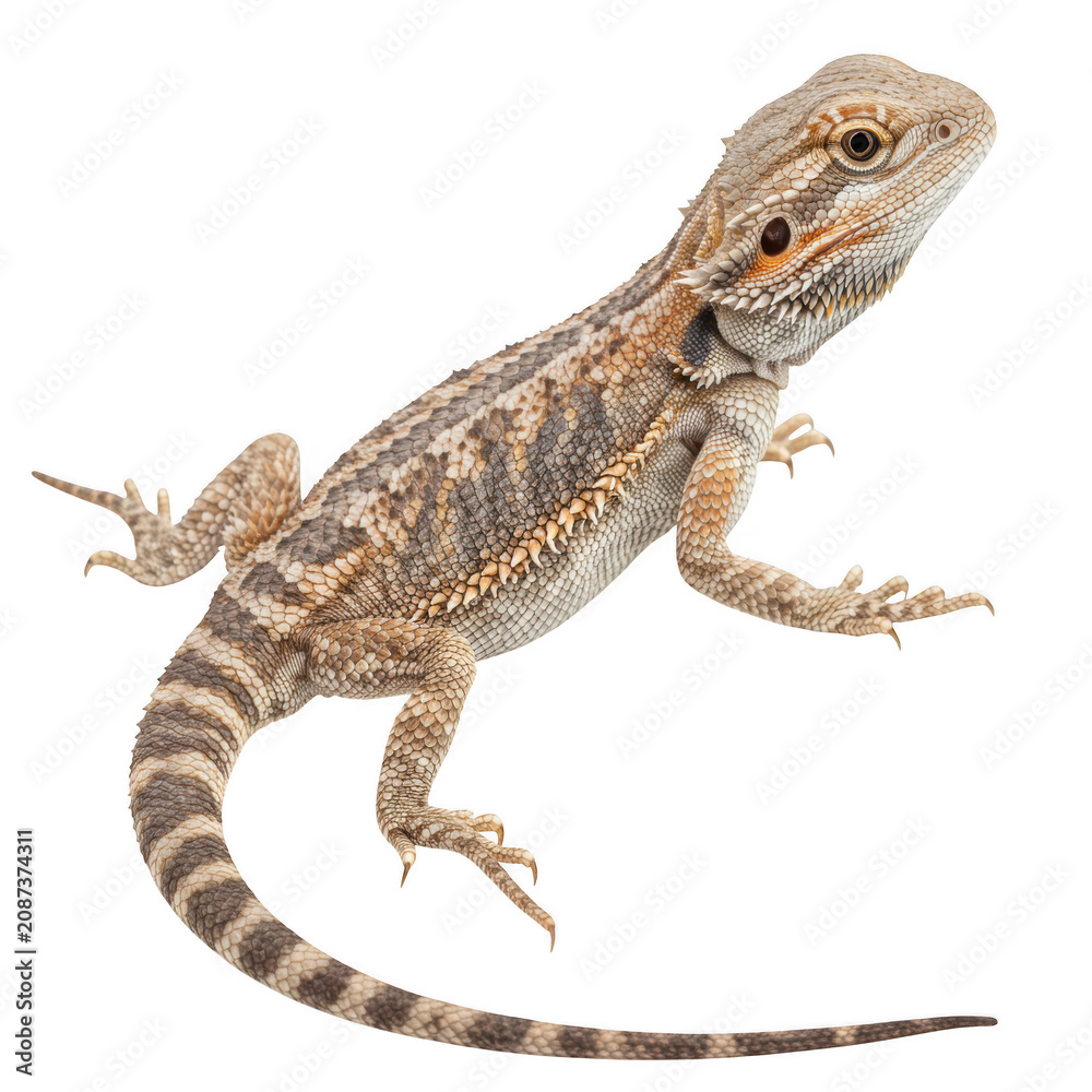 Fototapeta premium Bearded dragon lizard reptile isolated on transparent background