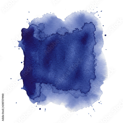 Highly detailed abstract watercolor wash in indigo and violet, featuring dense pooling and feathered bleeding on a transparent background, extreme macro close-up. Concept for graphic design element