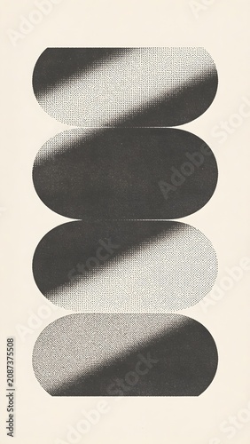 Monochromatic Minimalist Shadow and Light Study Fine Halftone Dot Fields Charcoal Ink Risograph Illustration