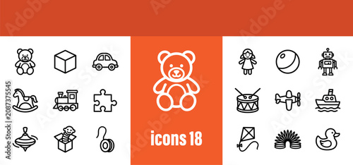 Obraz na płótnie Children's Classic Toys Icons Set - Playtime, Childhood, and Educational Fun