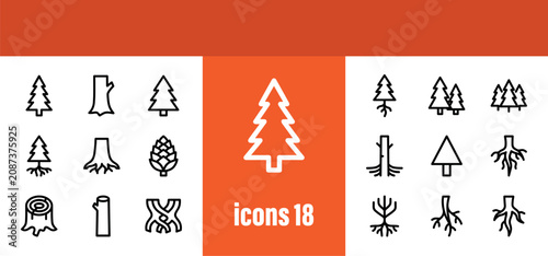 Fotografia Forestry Icons: Trees, Stumps, and Pinecones