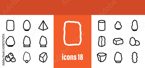 Fotografía Natural Salt Rocks and Mineral Crystal Formations Line Icons