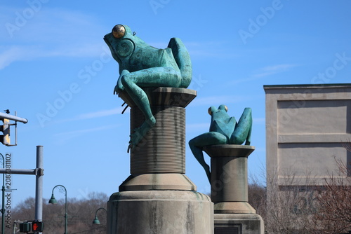 Vászonkép Frog Statues of Willimantic Connecticut, built to commemorate the 1754 Battle of the Frogs