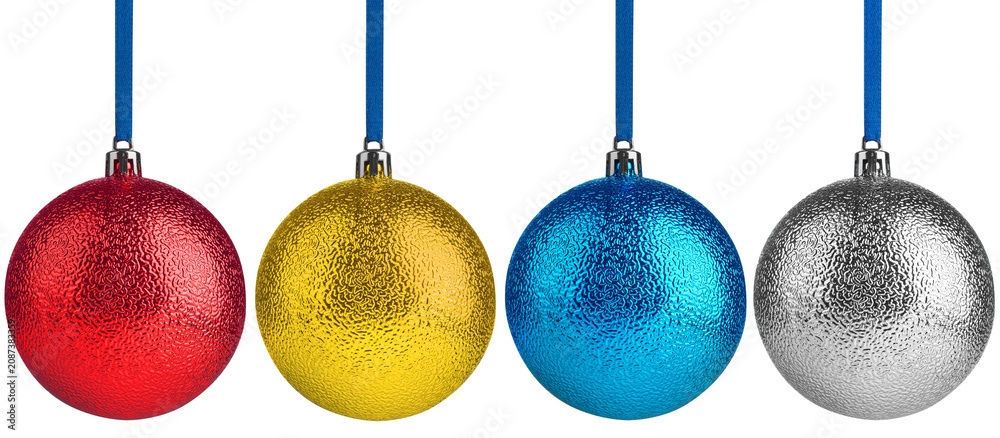 Fototapeta premium Shiny Christmas balls against white background, set. Festive ornaments