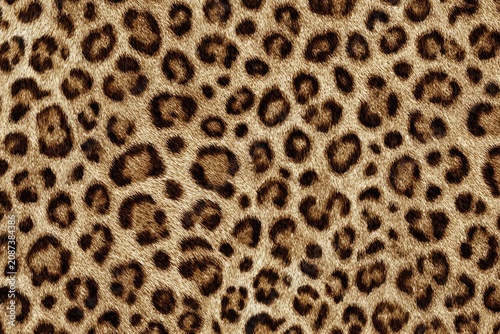 Detailed leopard print pattern, tan and brown spots on a light beige background