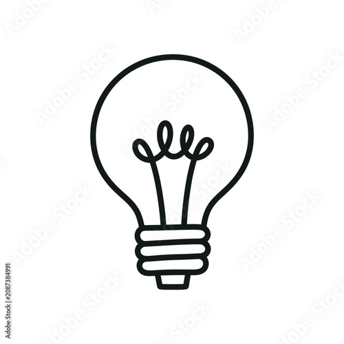 Fotografie Outline illustration of a classic incandescent light bulb with a visible filamen