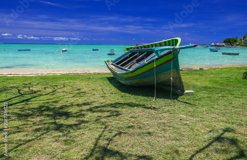 Scenic landscape of Bay of Calodyne, North Mauritius Coast, Indian Ocean	