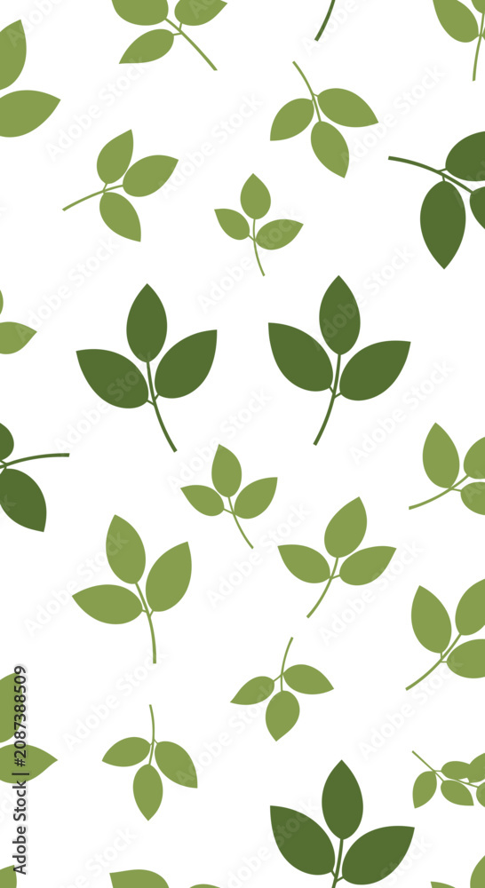 Obraz premium Green Leaves White Background.