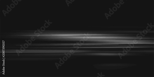 Tableau sur toile Abstract light streaks with a bright white glow against a dark, smoky background, creating a sense of speed and energy