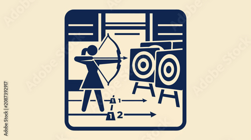 Φωτογραφία Archery Woman Shooting Target Icon Silhouette