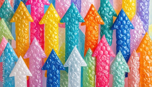 Colorful Arrows Pointing Upward - A Vibrant Display of Direction.