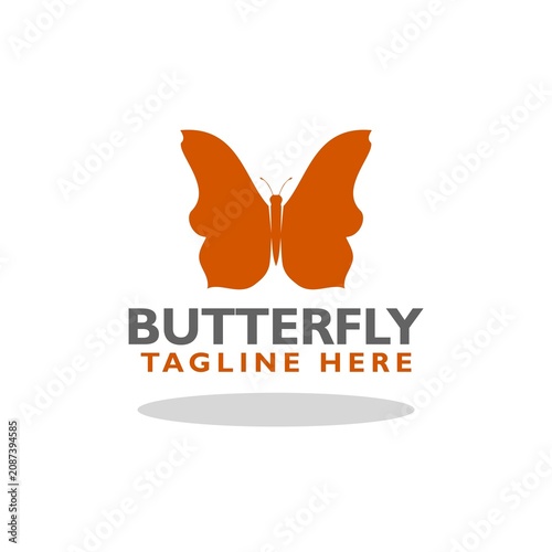 Butterfly logo icon with shadow