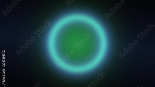 Glowing teal green ring circle light on dark abstract background for banner poster wallpaper modern design