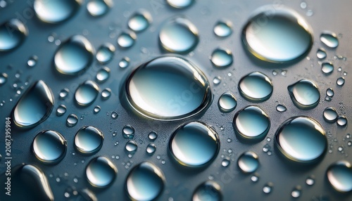 stunning close up macro photograph showcasing the intricate details and patterns of crystal clear water droplets beading up on a smooth glass surface with natural lighting highlighting the shimmering