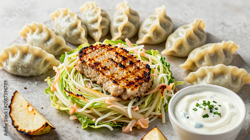 Modern Cabbage Recipe Spread with Charred Steaks, Dumplings and Fermented Slaw