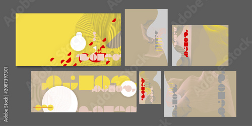 Poster Yang design Japanese style templates set invitations Digital Existentialism to lines abstract background Poetry in Vicinity Lab