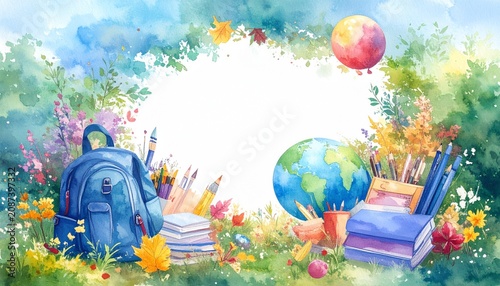 border frame of back to school concept, background and wallpaper graphic resource
