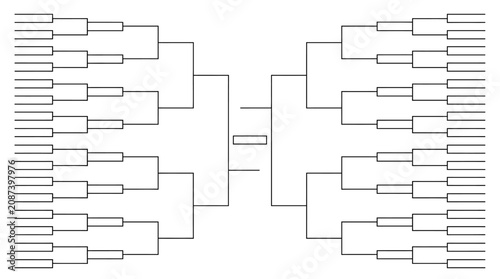 Foto Blank white tournament bracket template for 64 teams neutral sports championship