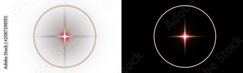 Foto Red sparkle star flare circle frame light glow abstract background design elemen