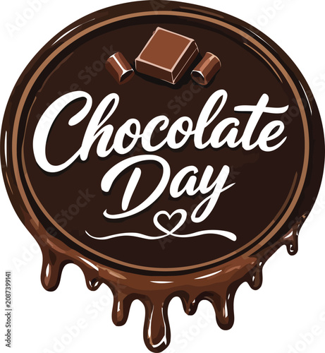 Chocolate Day celebration with melted chocolate and chocolate pieces