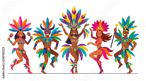 фотографія Diverse People Dancing in Colorful Carnival Costumes