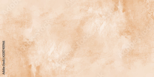 Abstract beige watercolor texture background with soft orange brush strokes and subtle marble stone effect pattern. A Delicate blend of warm beige, cream, soft peach or light orange watercolor washes