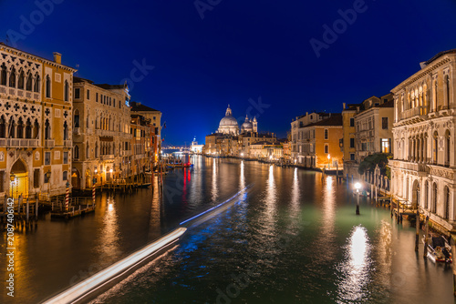 Fotografie Grand Canal From Rialto Bridge At Night
