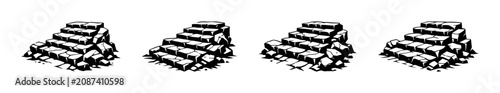 фотографія Ancient stone steps leading upwards, rendered in a stark black and white graphic