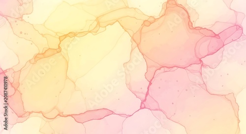 Abstract swirls of soft pink and yellow watercolor paint blending together