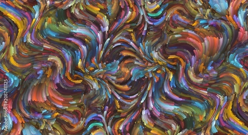 Abstract swirling paint strokes vibrant colors dynamic motion
