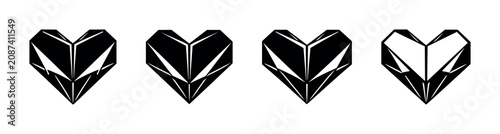 Fotografie Geometric heart symbol with sharp edges and facets in black and white