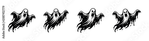 Obraz na plátně Spooky black ghost illustration with dripping effect for Halloween