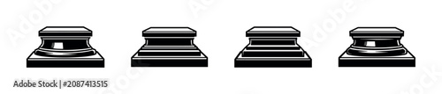 Konstfotografi Collection of four black and white pedestal bases with varied designs
