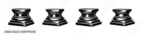 Photos Set of four classic architectural column bases in a graphic style
