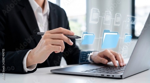 Foto digital document management system for online file organization and business data control