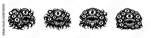 Foto Monstrous creature with many eyes and sharp teeth, a fearsome entity