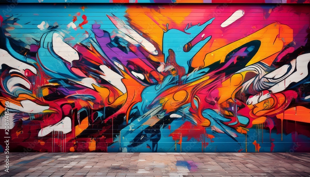 Fototapeta premium graffiti wall abstract colorful background artistic pop art background backdrop