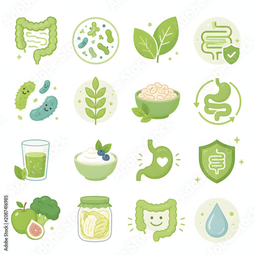 Gut Health Microbiome Icons