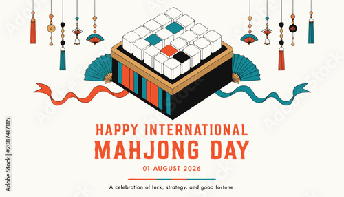 Foto Decorative mahjong tiles set inside a colorful wooden gaming box