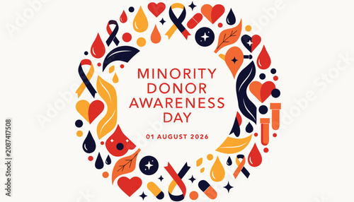 Canvastavla Colorful circular frame design for minority donor awareness day celebration