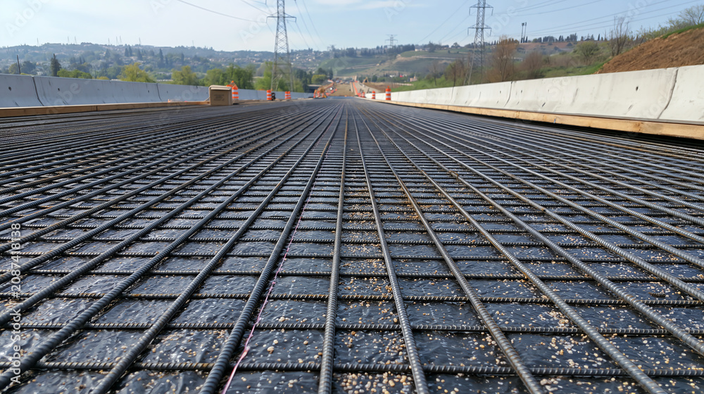 Fototapeta premium Bridge Deck Construction with Steel Reinforcement