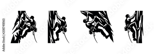 Foto Silhouette of a climber ascending a steep rock face with determination and skill