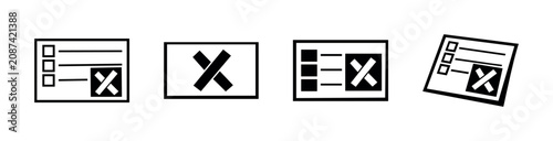 Photos Set of icons representing a rejected ballot or failed survey with a cross mark