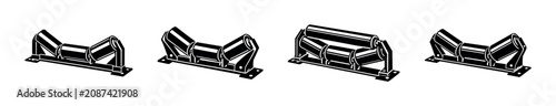 Photography Industrial conveyor belt rollers and idlers for material handling systems