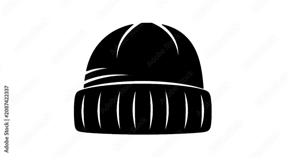 Fototapeta premium Vector illustration of black beanie hat icon vector illustration on a transparent background
