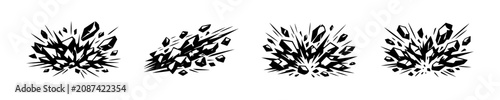 Fényképezés Explosion of sharp crystalline shards and debris in a dynamic burst effect