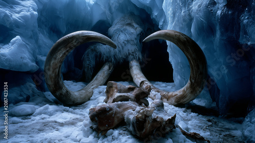 mammoth skeleton in the ice