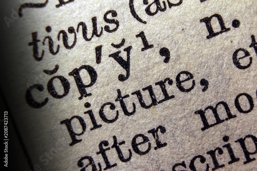 Fotografía Word copy on dictionary page, macro close up