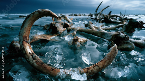 mammoth skeleton in the ice