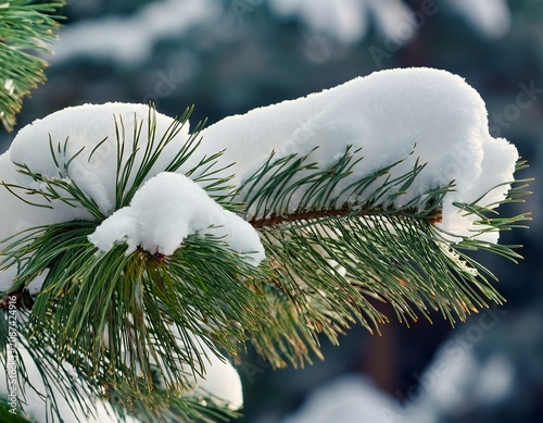 snow covered pine branch